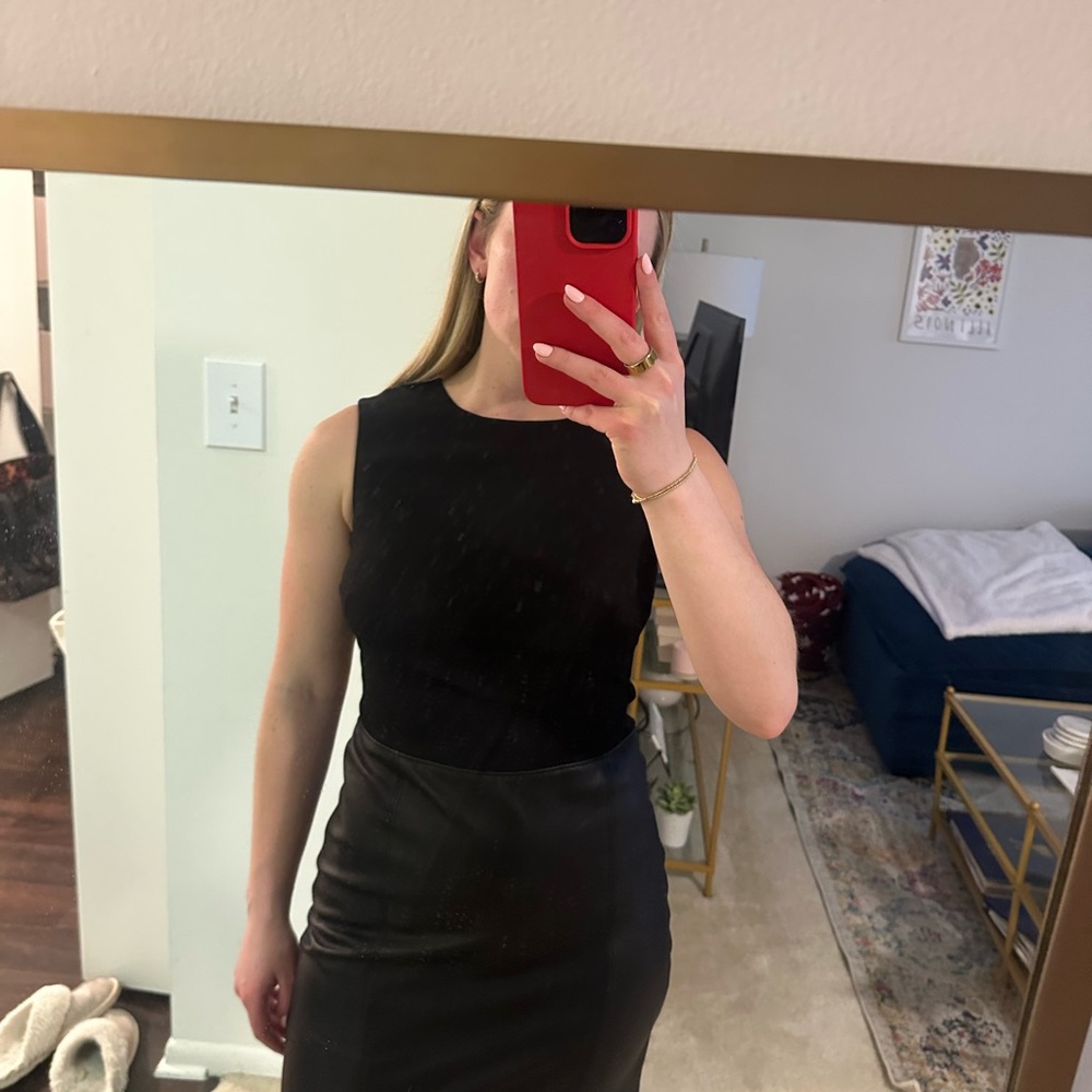 Vince black leather dress
